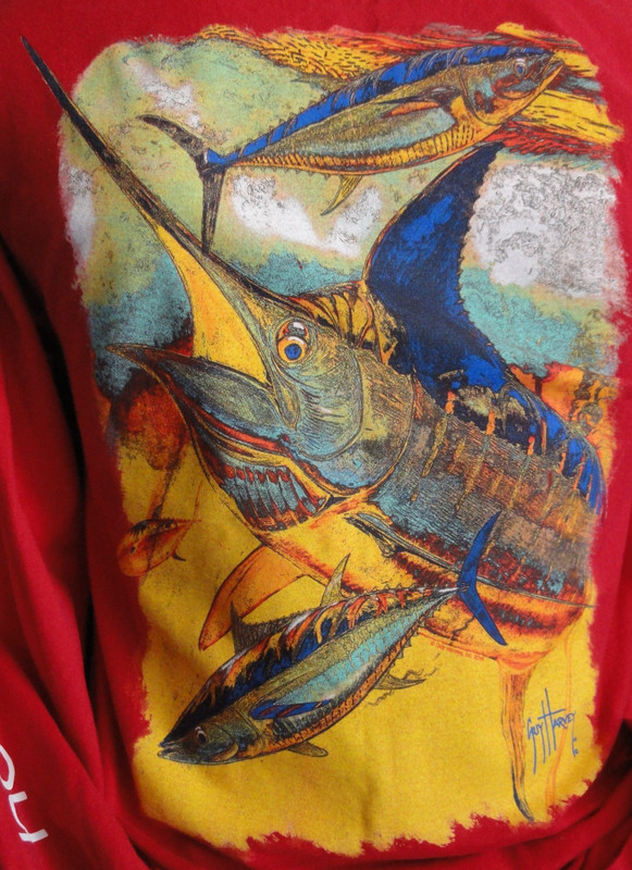 GUY HARVEY Awesome RED Long Sleeve Tee Shirt Small - SAILFISH & More - LOOK gallery