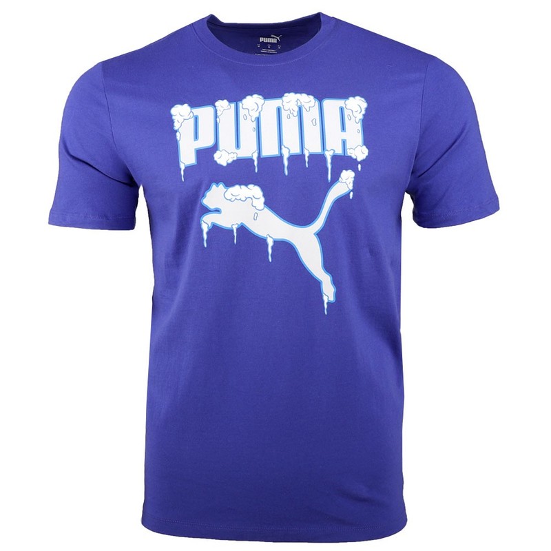 PUMA Frozen Cat Graphic Crew Neck Short Sleeve T-Shirt Mens Size S Casual Tops