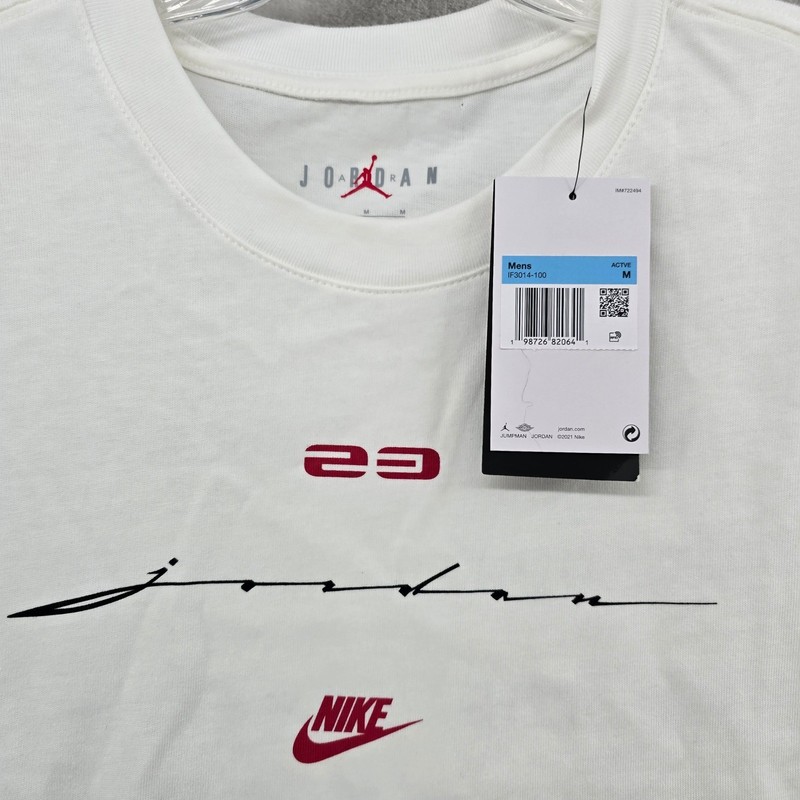 Jordan T-Shirt Mens Medium White Nike Script Jumpman 23 Graphic Short Sleeve gallery