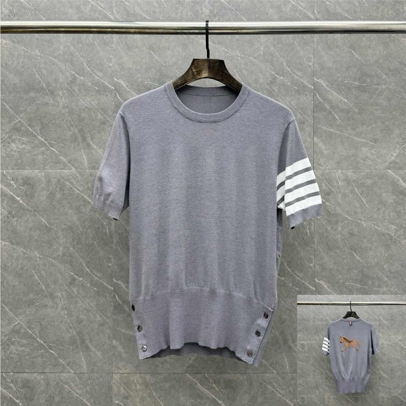 Thom Browne Men Knit Crew Neck T-Shirt Horse Embroidery 3 Colors Sizes M-2XL gallery