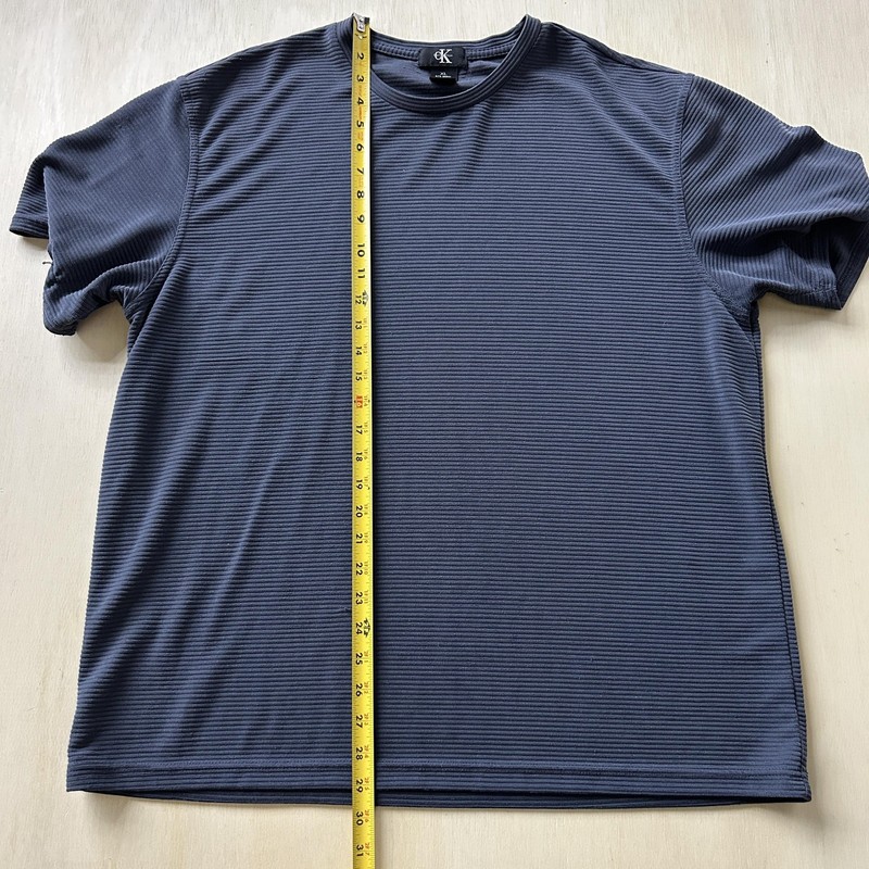 Calvin Klein Shirt Mens XL Blue Textured Striped Modal Blend Casual Tee T-Shirt gallery