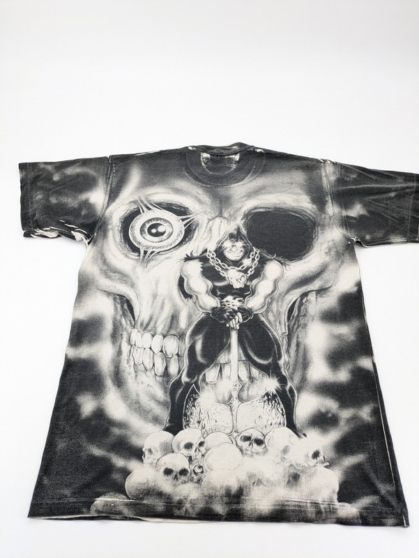 Rare Vintage 90s Mosquitohead Executioner All Over Print T-Shirt XL AOP Skull gallery