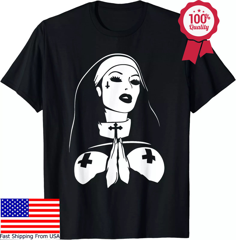 Unholy Nun Sinner Gothic Witchcraft Occult Magic Ouija T-Shirt Size S-5XL