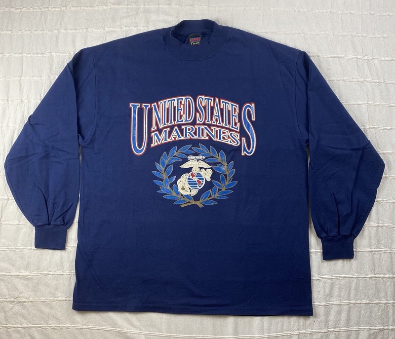 Vintage US Marines USMC Long Sleeve T Shirt Men’s Size XL Blue Soffe’s Choice