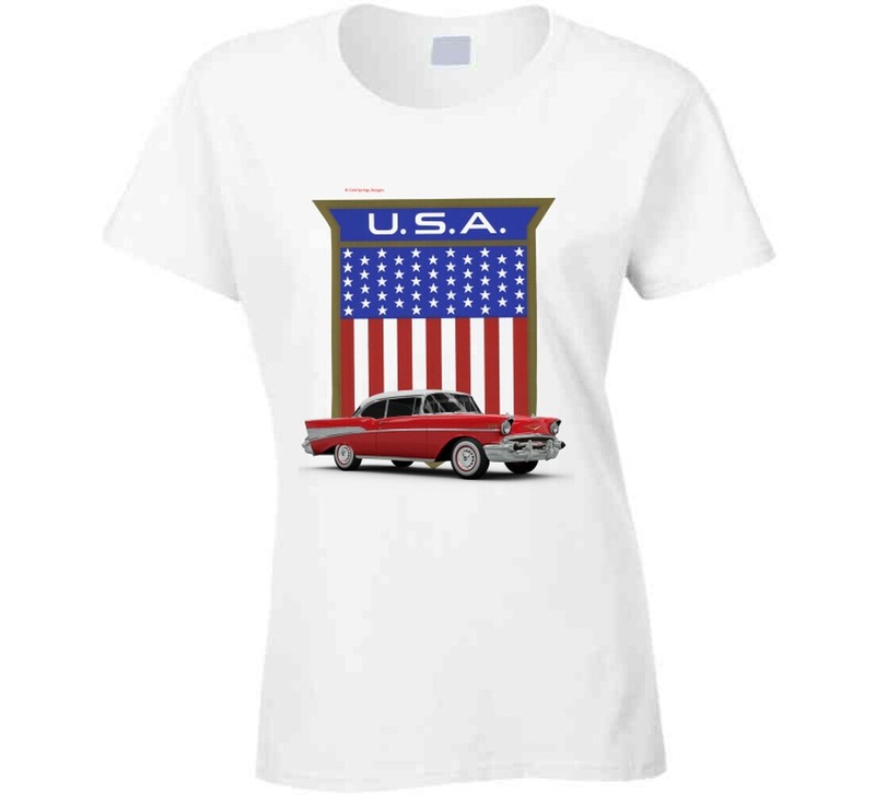 1957 Chevrolet Belair American Flag Usa Classic Chevy Gift T Shirt gallery