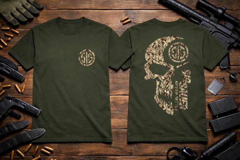 Sig Sauer Camo Skull Gildan 6.1 oz. Heavyweight S M L XL 2XL 3XL 4XL 5XL gallery