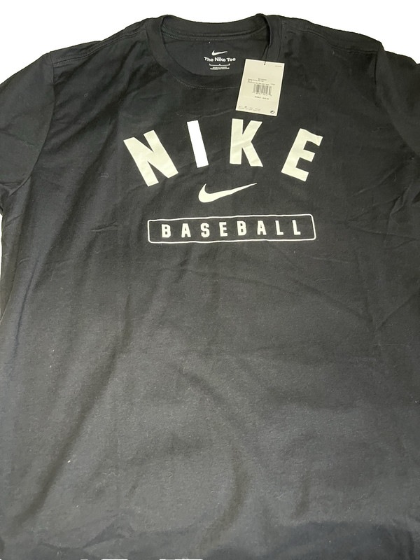 Nike The Nike Tee Baseball T-Shirt Black White Logo Men’s Size Large gallery