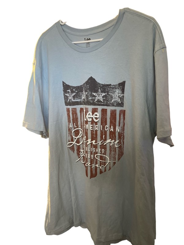 lee premium select size xl light blue shirt with graphics on front nwt