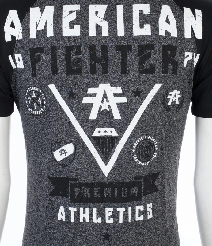 American Fighter Mens T-Shirt MICHIGAN Athletic BLACK GREY Biker MMA gallery