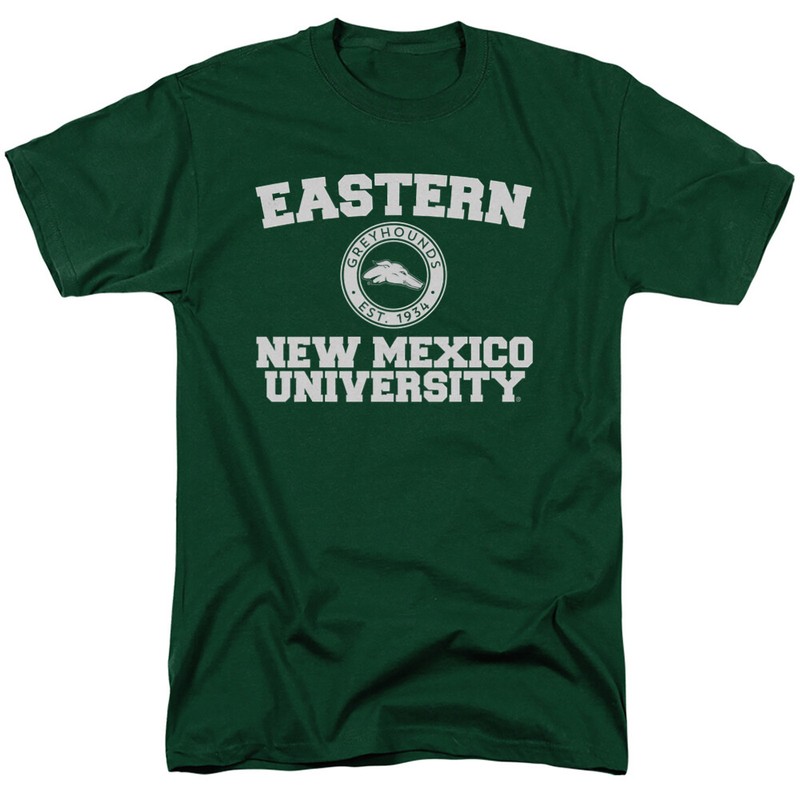 Eastern New Mexico University Adult T-Shirt Circle Logo, Hunter Green, S-3XL
