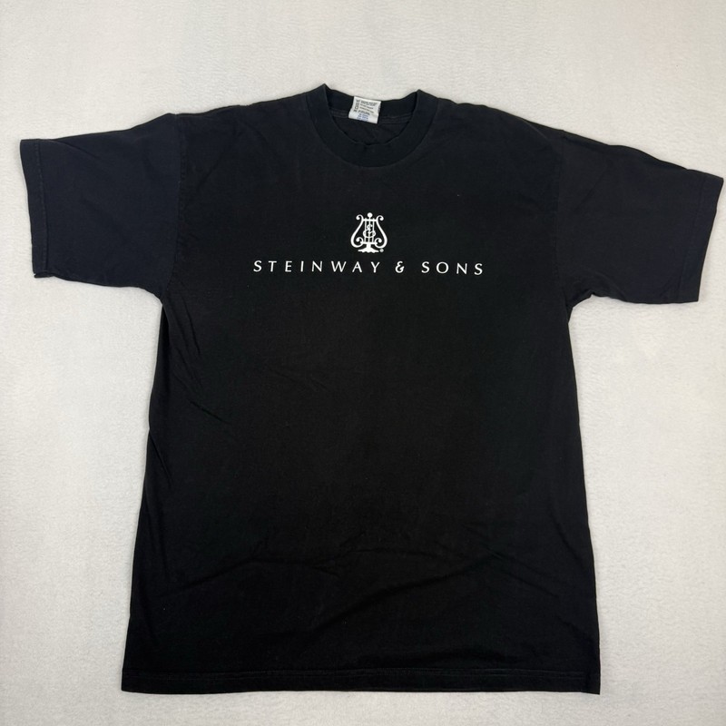 Vintage Steinway & Sons T-Shirt XL Black Bayside Heavyweight Piano Music USA
