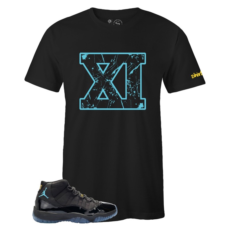 Men’s Black XI Sneaker T-shirt to Match Air Jordan 11 Retro ‘Gamma Blue’