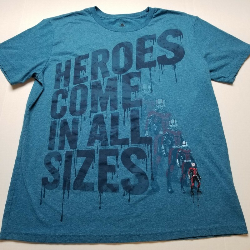 Marvel Ant Man T-Shirt Mens XL Disney Heroes Come In All Sizes Blue Avenger =51
