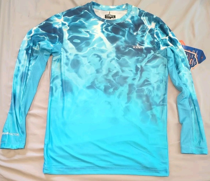 Habit Turtle Pond Long Sleeve Ombre Performance Tee Water Shirt Size Small