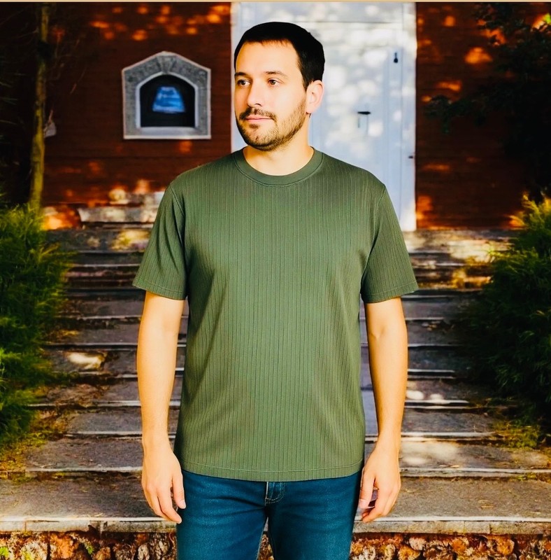 Croft & Barrow Men’s Green Ribbed T-Shirt Crew Neck & V-Neck L XL gallery