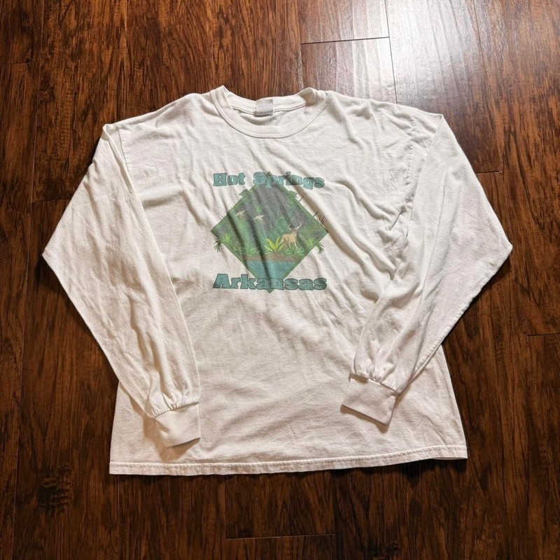 Y2K Hot Springs Arkansas Faded White Graphic T-Shirt