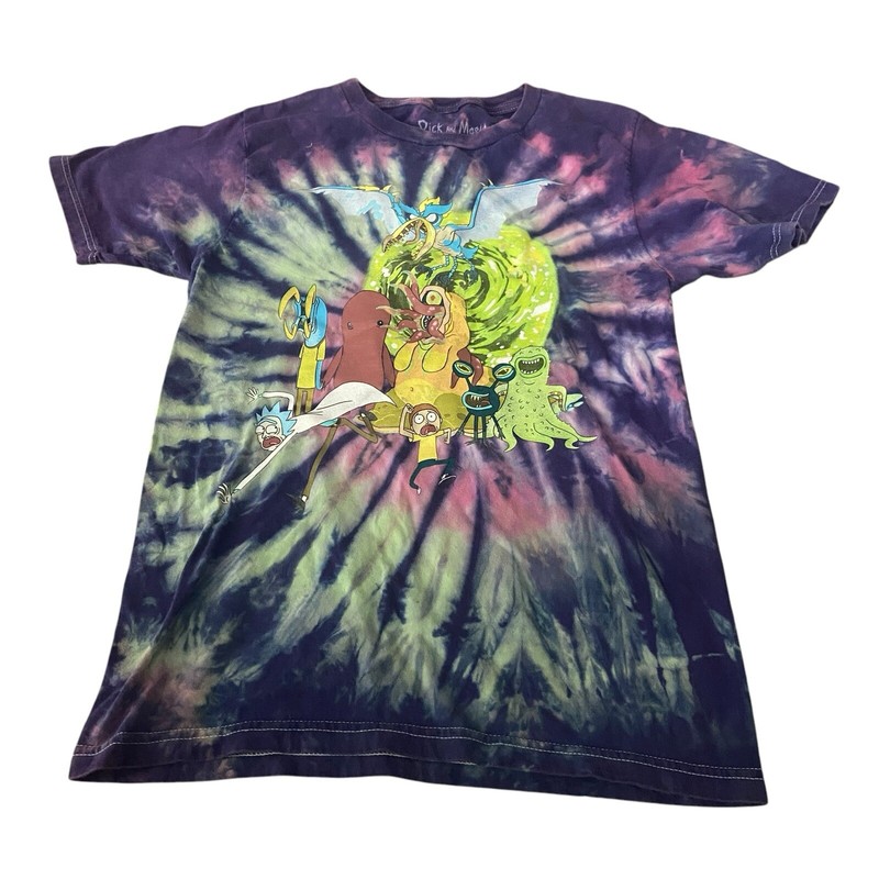 Rick and Morty Psychedelic Tie-Dye T-Shirt Size Adults XS Purple Adult Swim