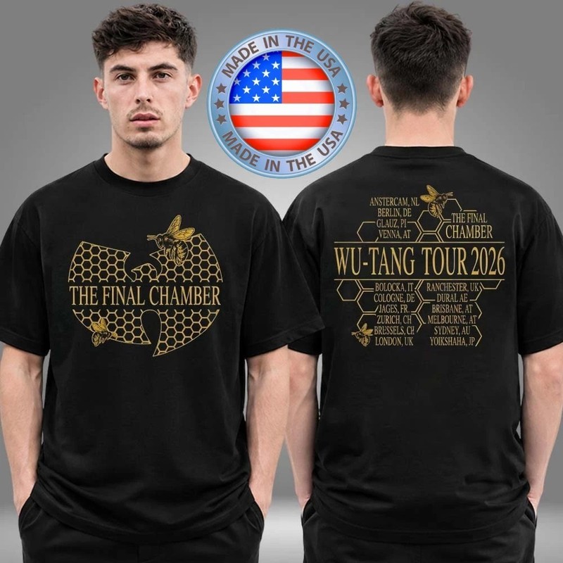 Wu Tang Clan Merch The Final Chamber 2026 Tour Honeycomb Black Two Sided T-Shirt