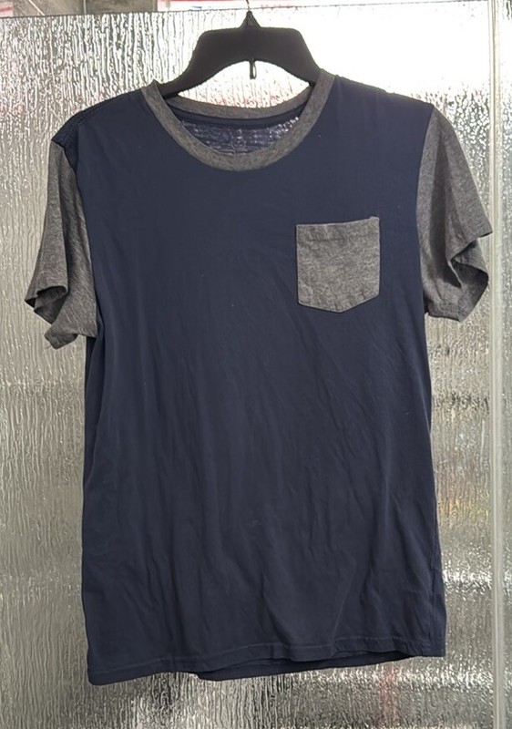 Men’s Blue And Gray Tshirt 18” P2P 25” Length Fade On Front See Pic Small