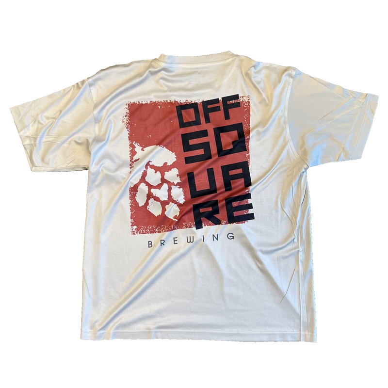Craft Beer Shirt Off Square Brewing Men’s Large Beige Quick-Dry Gym Active *FLAW