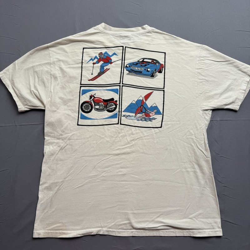 Hanes Beefy-T Vintage 90s Double-Sided Graphic Beige Unisex T-Shirt XL