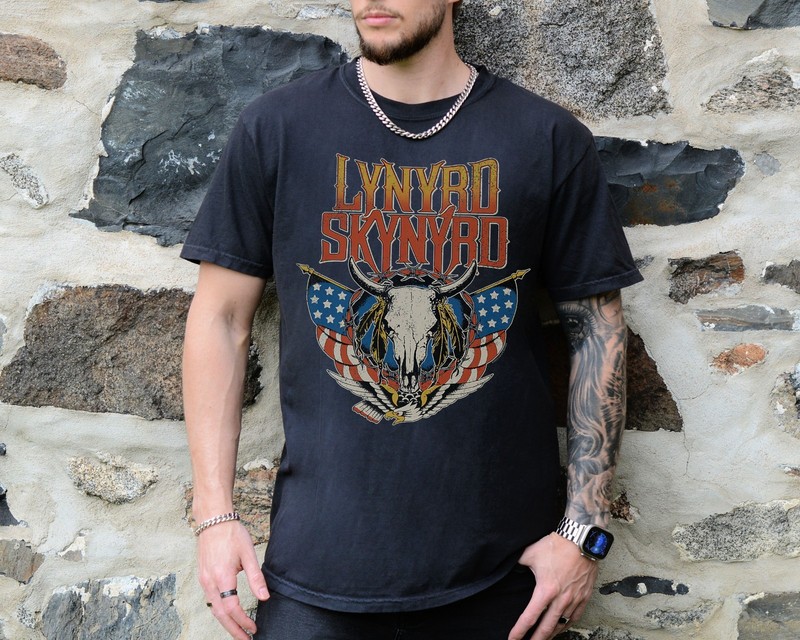 Lynard Skynard Patriot T-Shirt Southern Rock Band on Premium Comfort Colors Tee