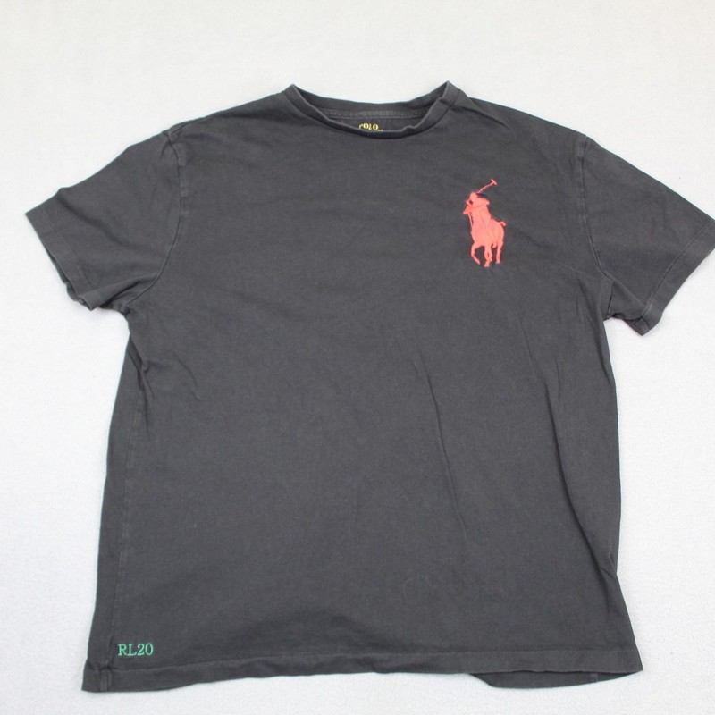 Polo Ralph Lauren Shirt Mens Medium Black Big Pony Revolution Graphic RL20 Tee
