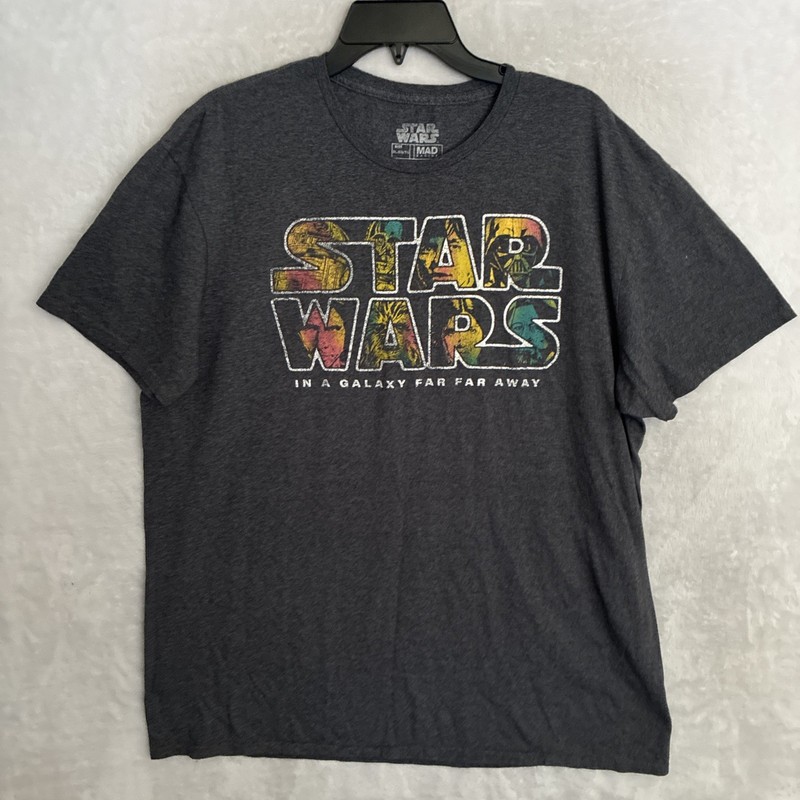Star Wars Mens T Shirt Gray Graphic XL Cotton Crew Neck Short Sleeve Pullover