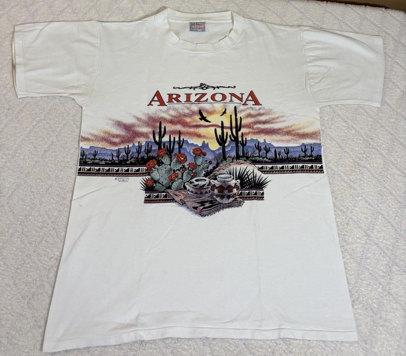 Vintage 90s Arizona Desert Landscape USA Single Stitch Tee Size Medium
