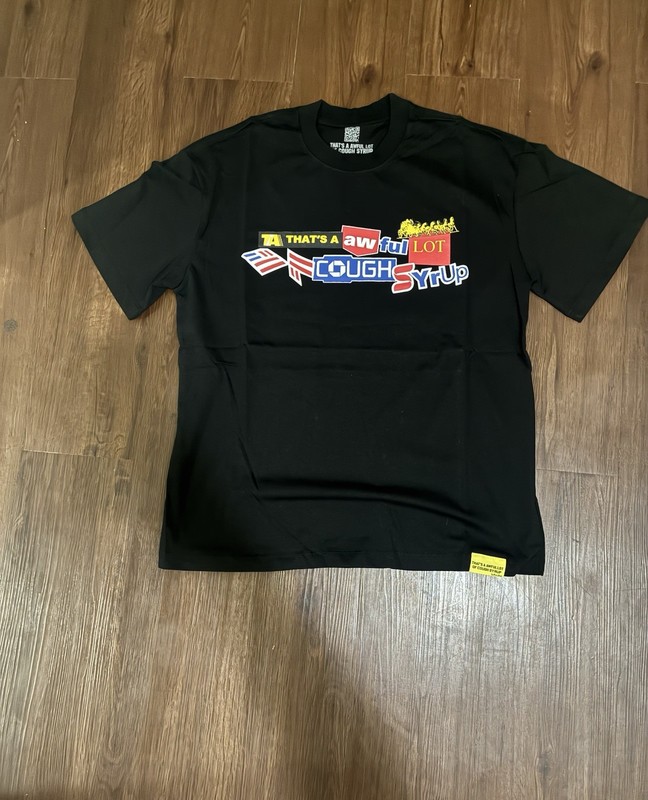 Awful Lot of Cough Syrup Men’s M Black Cotton Crew Neck Logo Graphic Tee