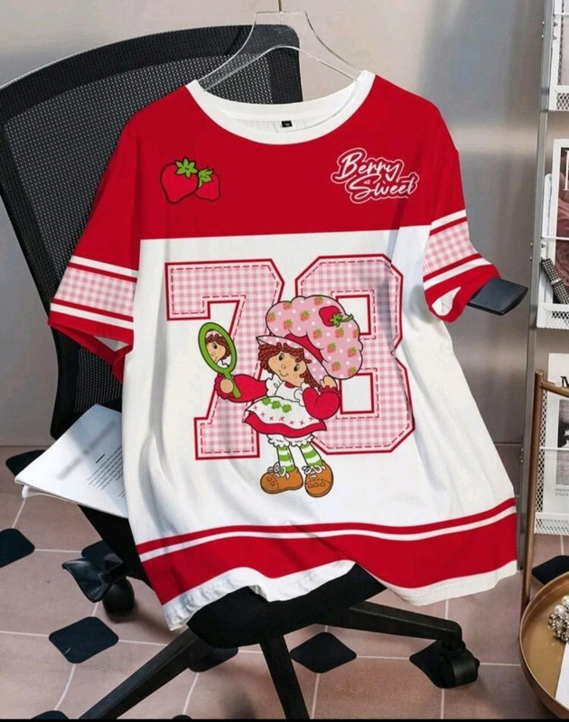 Berry Sweet 78 Graphic Print T-Shirt Big & Tall 4XL Crew Neck Red/White/Pink