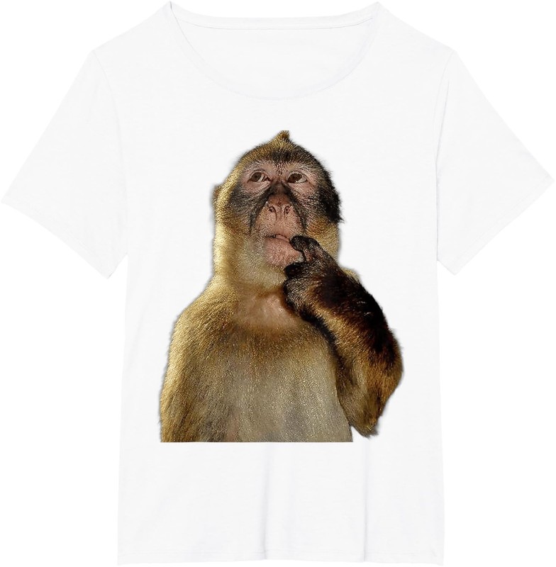 Thinking Monkey Funny Meme Cute T-Shirt gallery