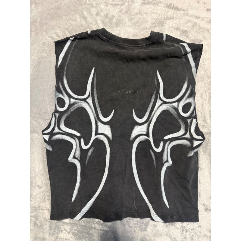 Unknown London Muscle Tee Mens L Black Tribal Graphic Y2K Streetwear Tank Top gallery