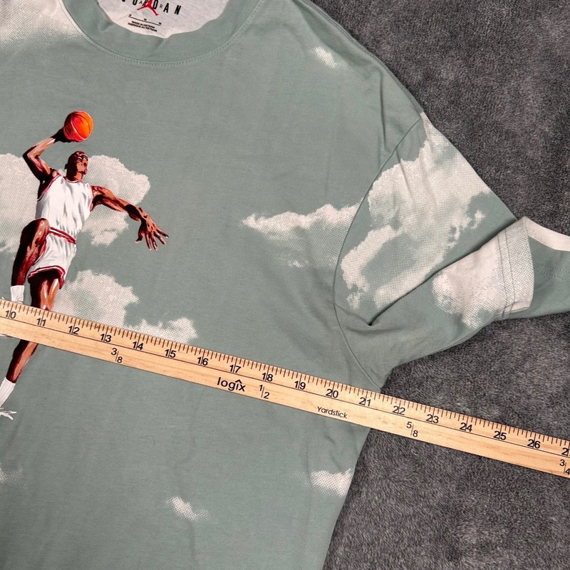Jordan Brand Michael Jordan Cloud Print T-Shirt Green Flight Graphic Tee Mens M gallery