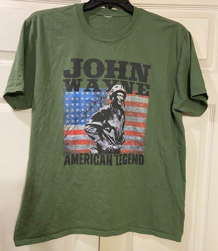 John Wayne American Legend Soldier Men’s T Shirt USA Flag Military Army Hero Top