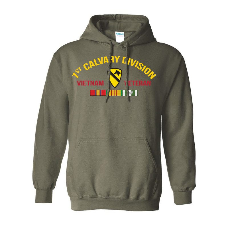 1st Calvary Division Vietnam Veteran Hooded Sweatshirt Officially Licensed