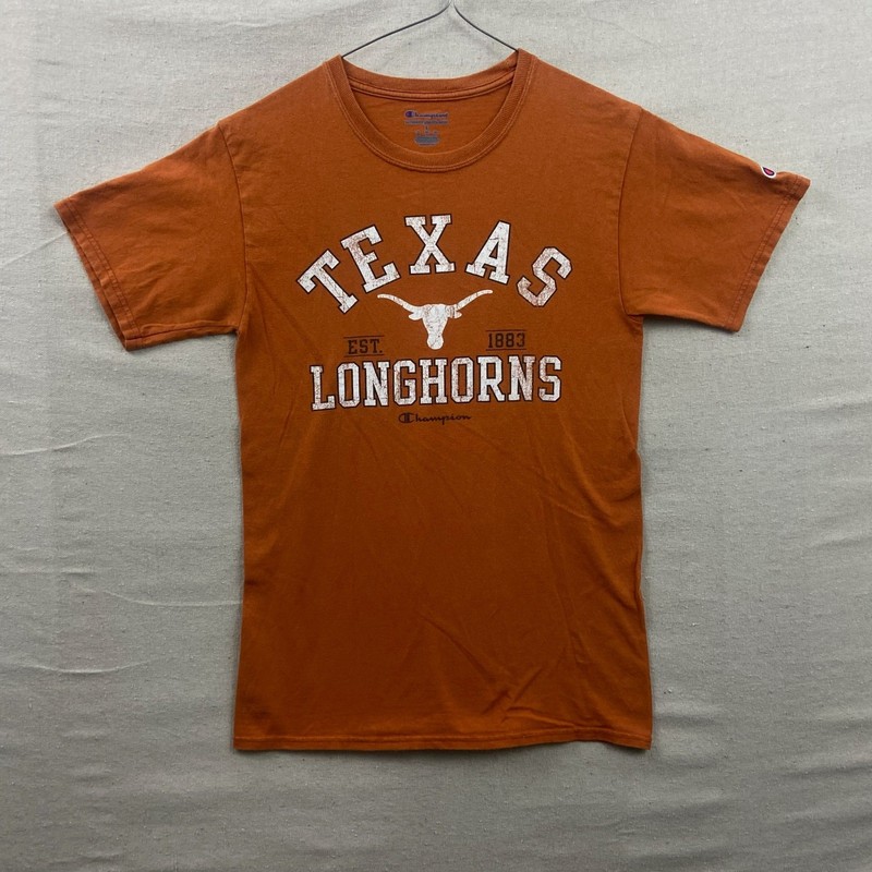 Champion Texas Longhorns T-Shirt Mens Small Burnt Orange Distressed Graphic Tee