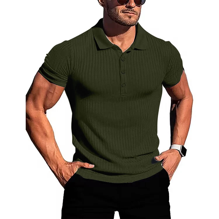 Men’s running sports fitness wear summer high stretch vertical short-sleeved PO