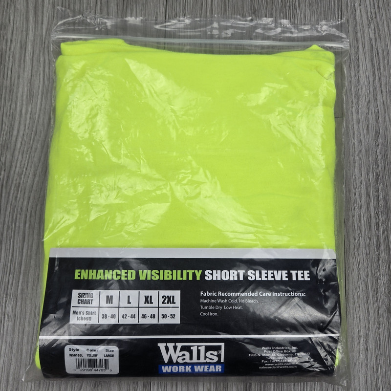 Walls Hi Vis Shirt Large Yellow Short Sleeve Tee Moisture Wick Anti Odor Rugged gallery