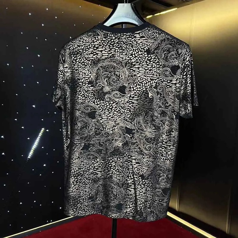 New Fashion Dragon Print Trend Summer Black Short Sleeve Luxury Men T-Shirt gallery