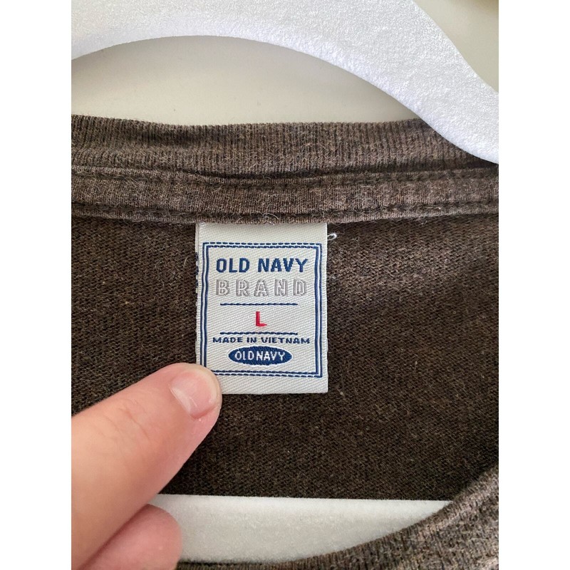 Lot of 2 Vintage Old Navy Long Sleeve T-Shirt Green/Brown Thick Feel Size Large gallery