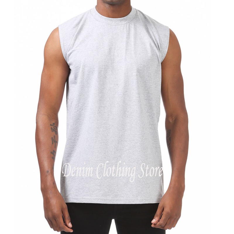 PROCLUB HEAVY WEIGHT SOLID PLAIN COTTON SLEEVELESS MUSCLE TEE SHIRTS SIZE M- 7XL gallery