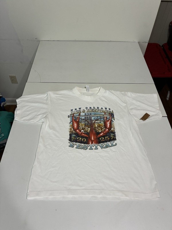 New Orleans Jazz Festival Shirt Large White Heritage Louisiana Crawfish Retro