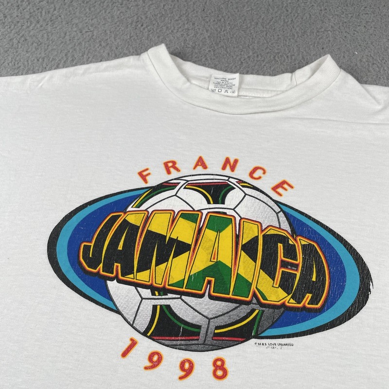 Vintage 90s France Jamaica Futbol Soccer Match 1998 Shirt Shirt Hills Tee XL gallery