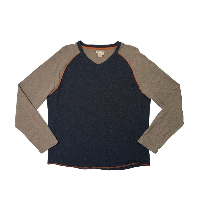 Carbon 2 Cobalt Shirt Mens L Charcoal Stone Cotton Raglan Long Sleeve V Neck