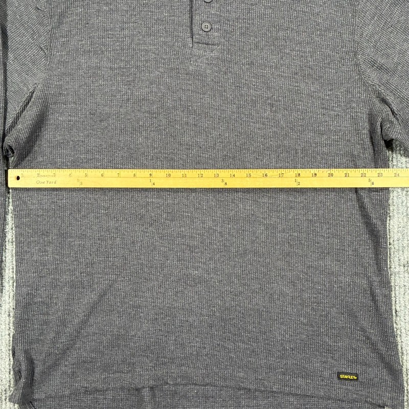 Stanley Mens Size XL Gray Waffle Knit Thermal Henley Long Sleeve Casual Shirt gallery