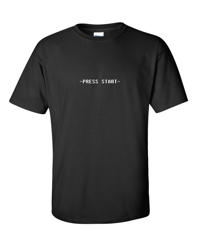 Press Start Funny Retro Gamer Nerd Geek 80s 90s Black White T-shirt