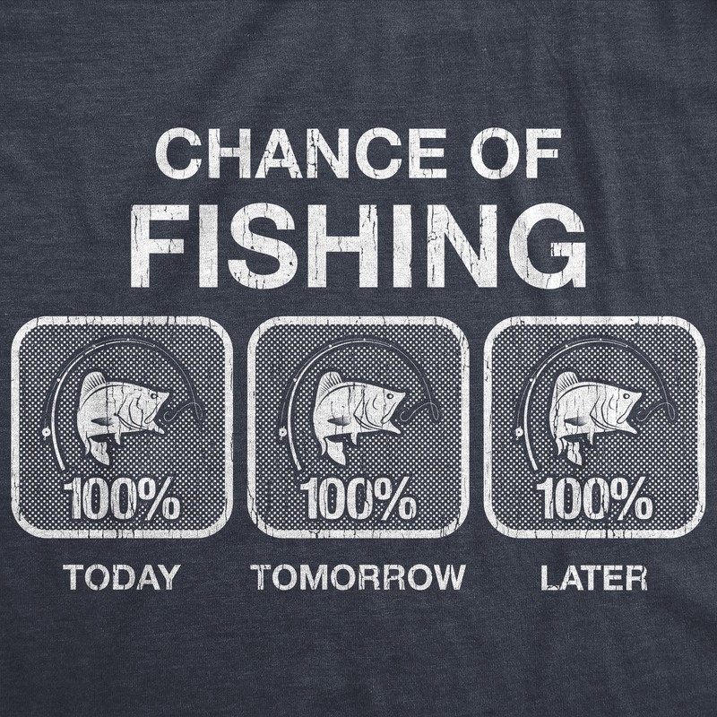 Mens 100% Chance Of Fishing T Shirt Funny Outdoor Fishing Novelty Camp Tee gallery