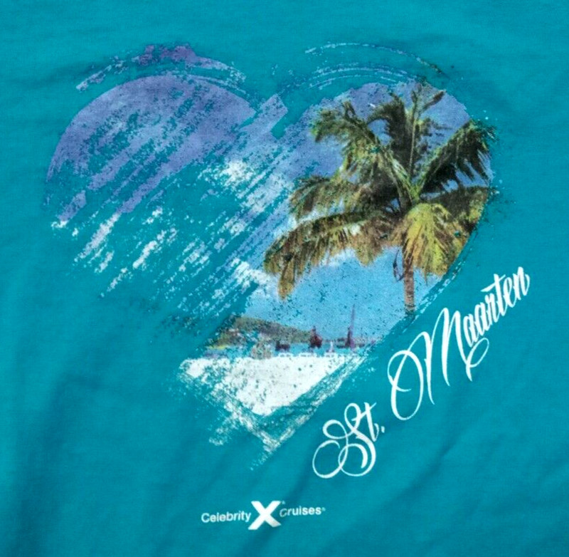 Celebrity Cruises Souvenir T-Shirt Womans Size 2XL Blue Cruise Ship St. Maarten gallery