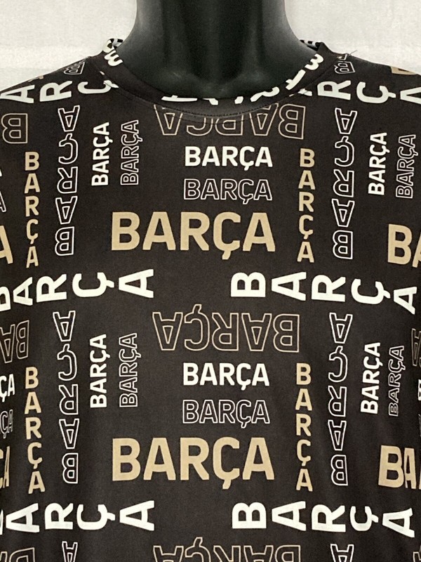 Barca FC Barcelona Mens Polyester Tshirt Sz L Black All Over Print Soccer Futbol
